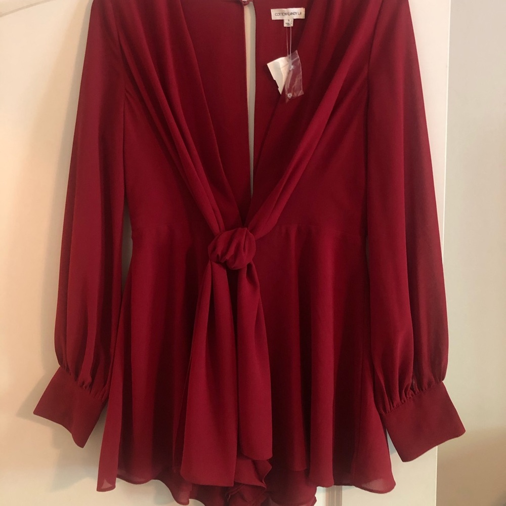 Burgundy V-Neck Romper